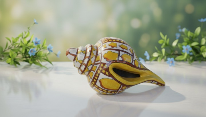 Handcrafted Blue Pottery Conch