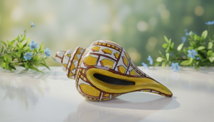 Handcrafted Blue Pottery Conch